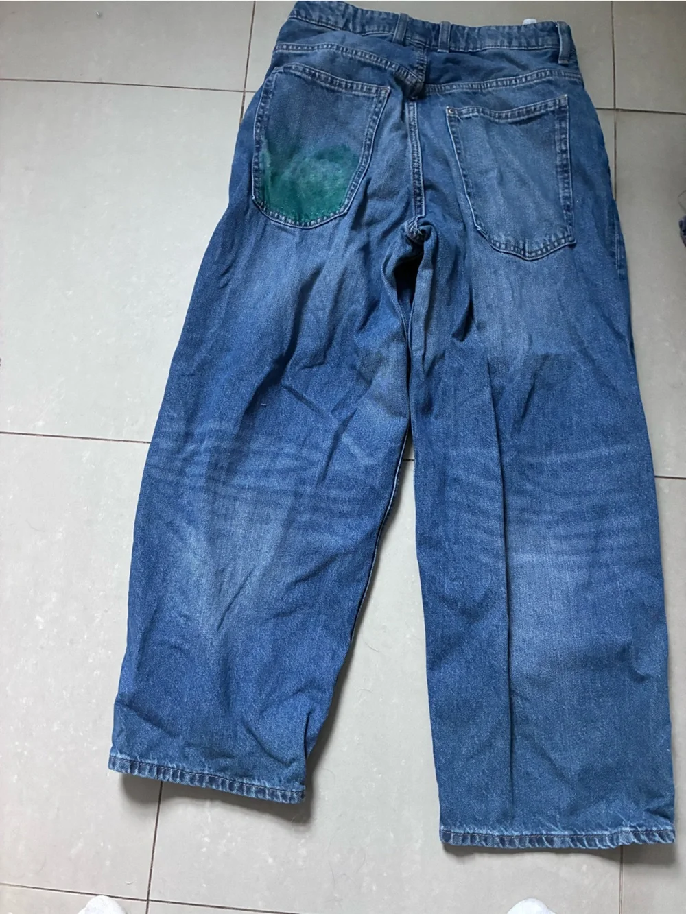 H&M Blue Jeans with Pink Floral Painting